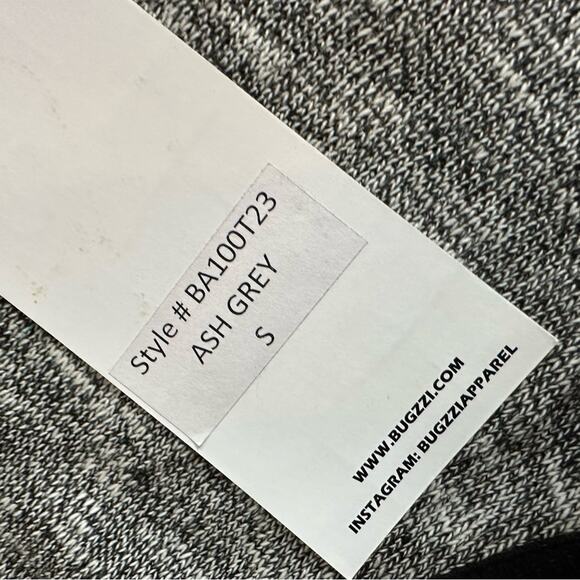 Bugzzi Ash Grey Black trim Crop Tank Top Sleeveless Small Summer Shirt - Picture 5 of 13